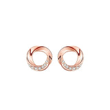 S925 Sterling Silver Twist Stud Earrings with Zircon CZ for Women