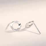 S925 Sterling Silver Twist Stud Earrings with Zircon CZ for Women