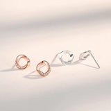 S925 Sterling Silver Twist Stud Earrings with Zircon CZ for Women