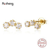 S925 Sterling Silver Rhinestone Stud Earrings All-Match Style for Women