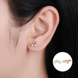 S925 Sterling Silver Rhinestone Stud Earrings All-Match Style for Women