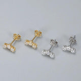S925 Sterling Silver Rhinestone Stud Earrings All-Match Style for Women
