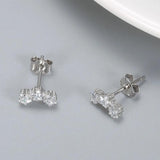 S925 Sterling Silver Rhinestone Stud Earrings All-Match Style for Women