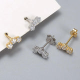 S925 Sterling Silver Rhinestone Stud Earrings All-Match Style for Women