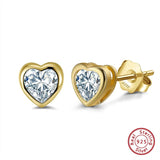 14K Plated Sterling Silver CZ Heart Earrings 925 Jewelry