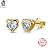 14K Plated Sterling Silver CZ Heart Earrings 925 Jewelry
