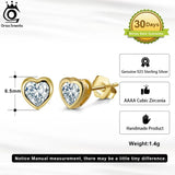 14K Plated Sterling Silver CZ Heart Earrings 925 Jewelry