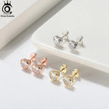 14K Plated Sterling Silver CZ Heart Earrings 925 Jewelry