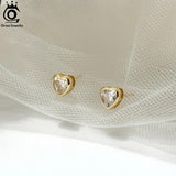 14K Plated Sterling Silver CZ Heart Earrings 925 Jewelry