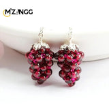 S925 Silver Garnet Ear Hook Earrings Crystal Healing Energy Stone Gift