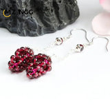 S925 Silver Garnet Ear Hook Earrings Crystal Healing Energy Stone Gift