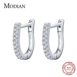 Clear Zircon Crystal Earring 925 Sterling Silver U Shape Sparkling Hoop Earrings