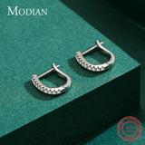 Clear Zircon Crystal Earring 925 Sterling Silver U Shape Sparkling Hoop Earrings