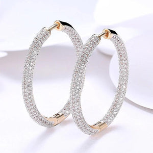 925 Silver 18K Zircon Hoop Earrings Wedding Jewelry