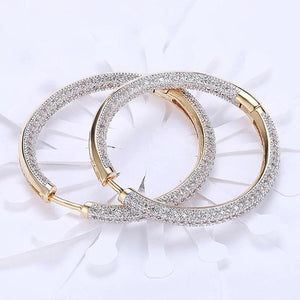 925 Silver 18K Zircon Hoop Earrings Wedding Jewelry