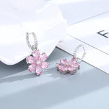 Pink Zircon S925 Silver Drop Earrings Vintage Wedding Jewelry
