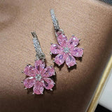 Pink Zircon S925 Silver Drop Earrings Vintage Wedding Jewelry