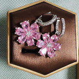 Pink Zircon S925 Silver Drop Earrings Vintage Wedding Jewelry