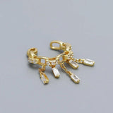 925 Silver Clip Earrings French Tassel Zircon Ear Clip