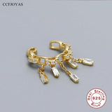 925 Silver Clip Earrings French Tassel Zircon Ear Clip