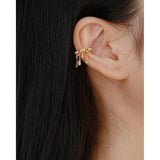 925 Silver Clip Earrings French Tassel Zircon Ear Clip