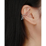 925 Silver Clip Earrings French Tassel Zircon Ear Clip