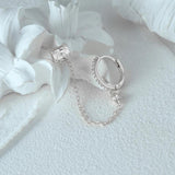 925 Silver Zircon Chain Hoop Earring Women Wedding Party Gift