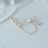 925 Silver Zircon Chain Hoop Earring Women Wedding Party Gift