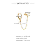925 Silver Zircon Chain Hoop Earring Women Wedding Party Gift