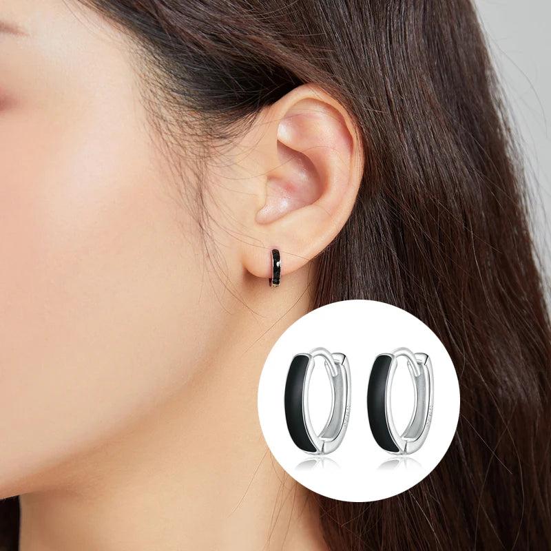 925 Silver Enamel Hoop Earrings Wedding Jewelry CQE1047