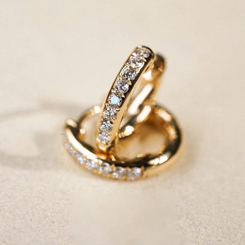 925 Silver Zircon 18K Hoop Earrings for Women, Geometric Fine Jewelry