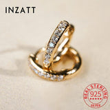 925 Silver Zircon 18K Hoop Earrings for Women, Geometric Fine Jewelry
