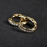 925 Silver Zircon 18K Hoop Earrings for Women, Geometric Fine Jewelry