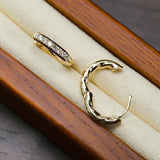 925 Silver Zircon 18K Hoop Earrings for Women, Geometric Fine Jewelry