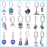 925 Silver Cactus Aircraft Feather Earrings Zircon Drop Earrings