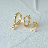 925 Silver Triple Zircon Hoop Earrings Set for Women