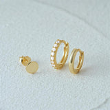 925 Silver Triple Zircon Hoop Earrings Set for Women