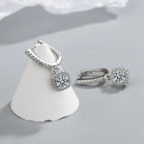 2CT Moissanite Huggie Hoop Earring 925 Sterling Silver Dangle Fine Jewelry