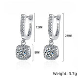 2CT Moissanite Huggie Hoop Earring 925 Sterling Silver Dangle Fine Jewelry