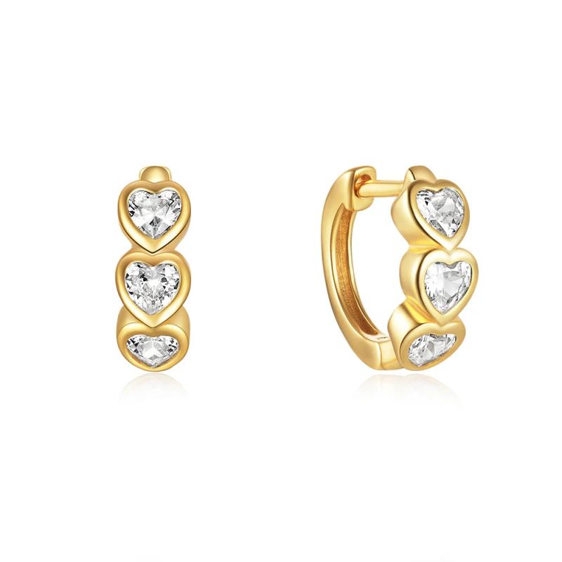 925 Silver Heart Zircon Hoop Earrings Women Minimalist Jewelry