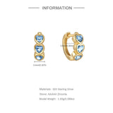 925 Silver Heart Zircon Hoop Earrings Women Minimalist Jewelry