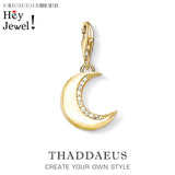 Golden Moon Charm Pendant 925 Sterling Silver Jewelry
