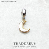 Golden Moon Charm Pendant 925 Sterling Silver Jewelry