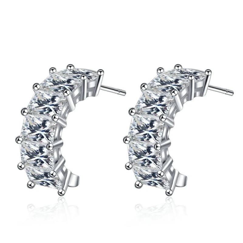 2ct Emerald Cut Moissanite Earrings S925 Sterling Silver Wedding Ear Studs