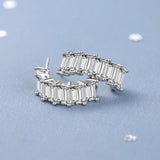 2ct Emerald Cut Moissanite Earrings S925 Sterling Silver Wedding Ear Studs