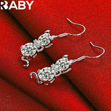 925 Sterling Silver Zircon Cat Drop Earrings for Wedding Party