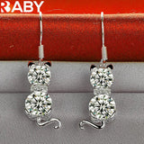 925 Sterling Silver Zircon Cat Drop Earrings for Wedding Party