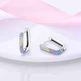 925 Silver Sparkling Pave U Shape Star Moon Earrings