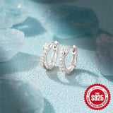 925 Silver Double Layer Cross Rhinestone Hoop Earrings Xmas Gift