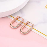 925 Silver Rose Gold Pav U-shaped Hoop Earrings